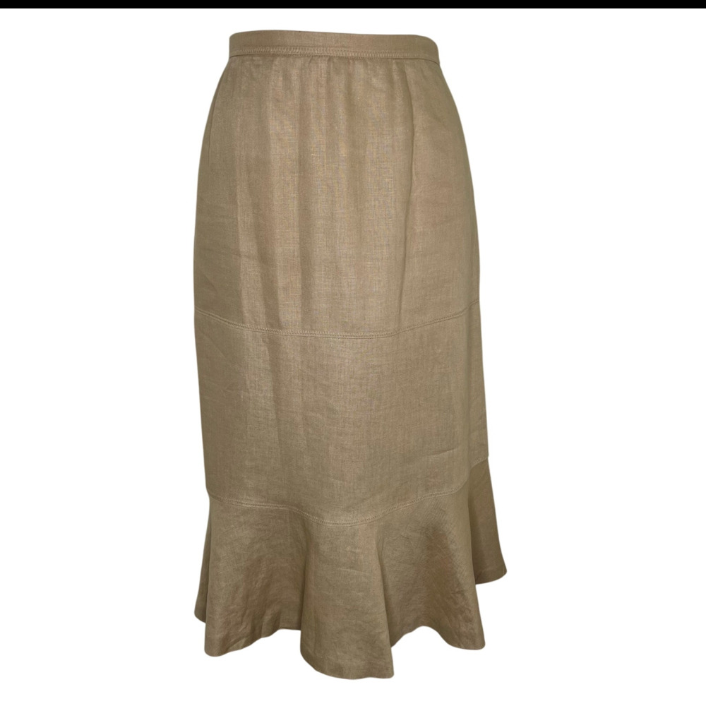 Style & Co Linen Skirt 10 Midi Lagenlook Flounce Prairie A-Line Woven Tiered New